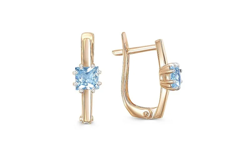 Серьги из красного золота с 2 топазами swiss