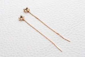 Серьги-продёвки Цветы из красного золота с 6 фианитами