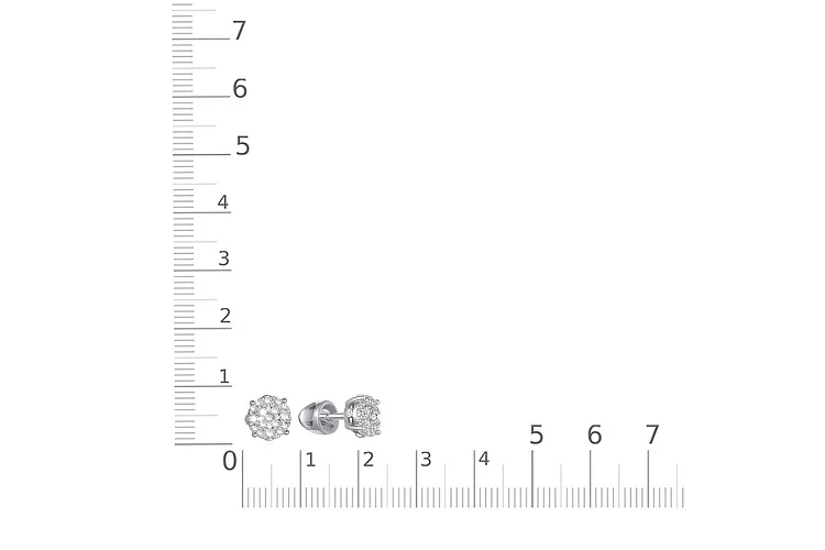 Серьги-пусеты Малинки из белого золота с 42 бриллиантами