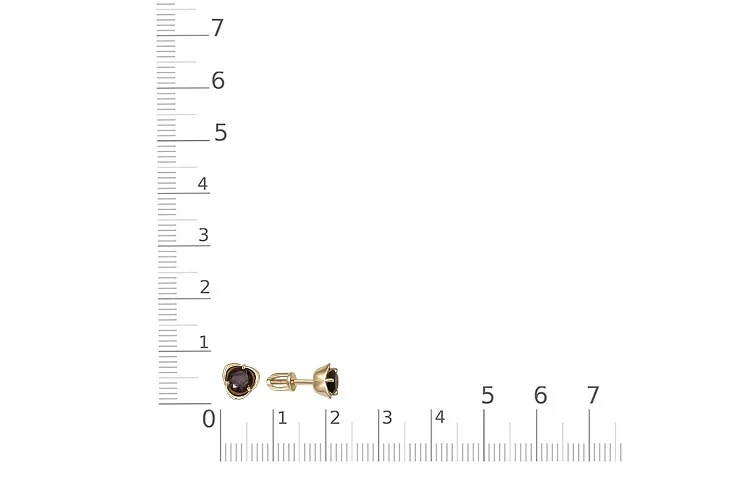 Серьги-пусеты Цветы из жёлтого золота с 2 раухтопазами