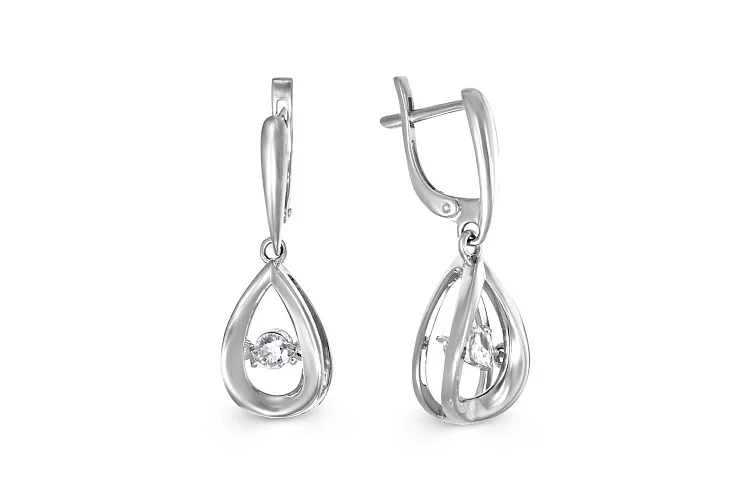 Серьги из белого золота с 2 бриллиантами
