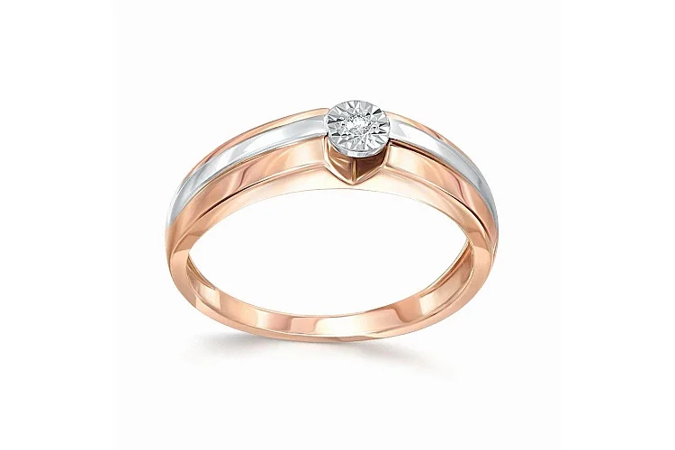 Кольцо из красного золота с бриллиантом