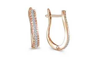Серьги Дорожки из красного золота с 28 фианитами