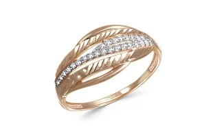 Кольцо из красного золота с 26 фианитами