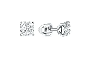 Серьги-пусеты Малинки из белого золота с 18 муассанитами