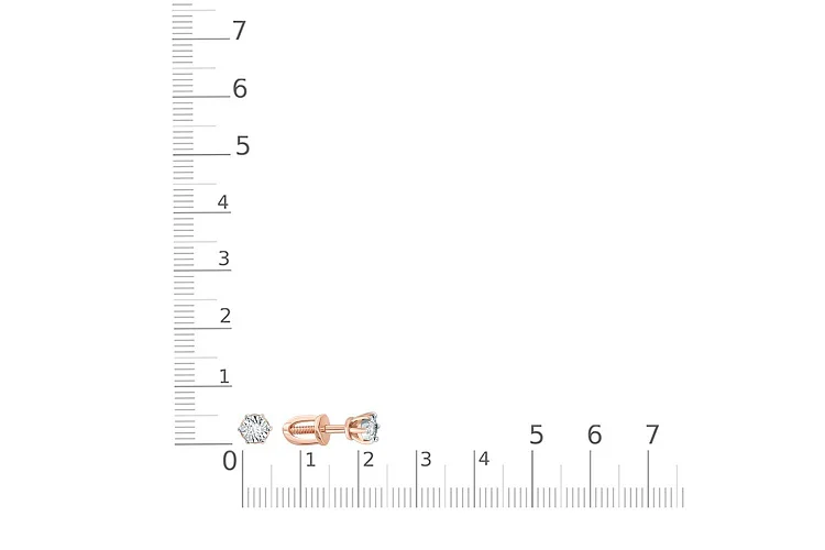 Серьги-пусеты из красного золота с 2 бриллиантами