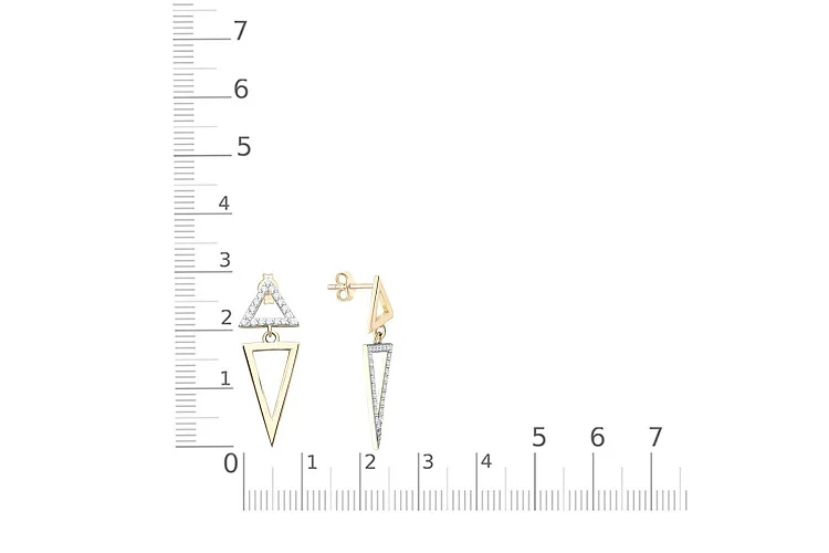 Серьги-пусеты Треугольники из жёлтого золота с 44 бриллиантами