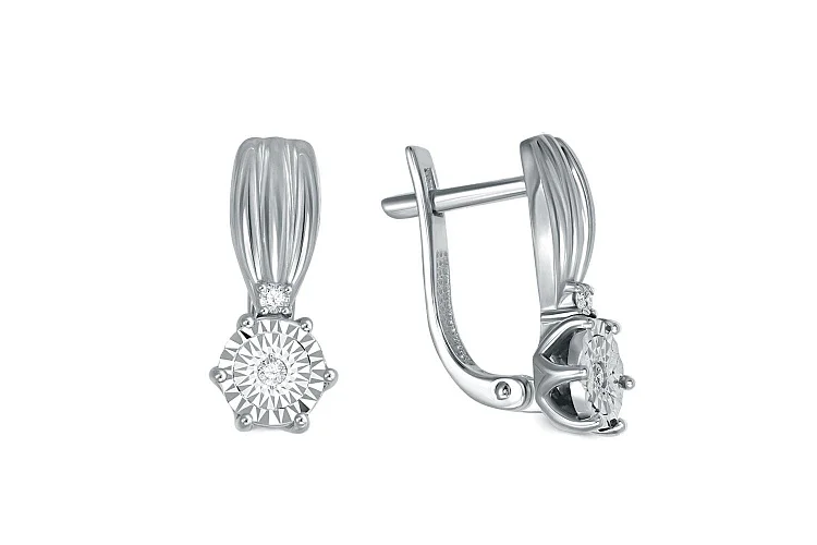 Серьги из белого золота с 4 бриллиантами