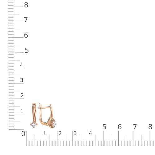 Серьги из красного золота с 2 фианитами