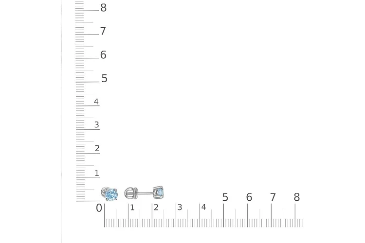 Серьги-пусеты из белого золота с 2 топазами sky