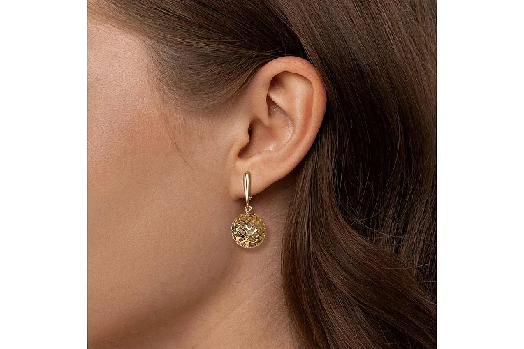 Серьги Шары из жёлтого золота без вставок