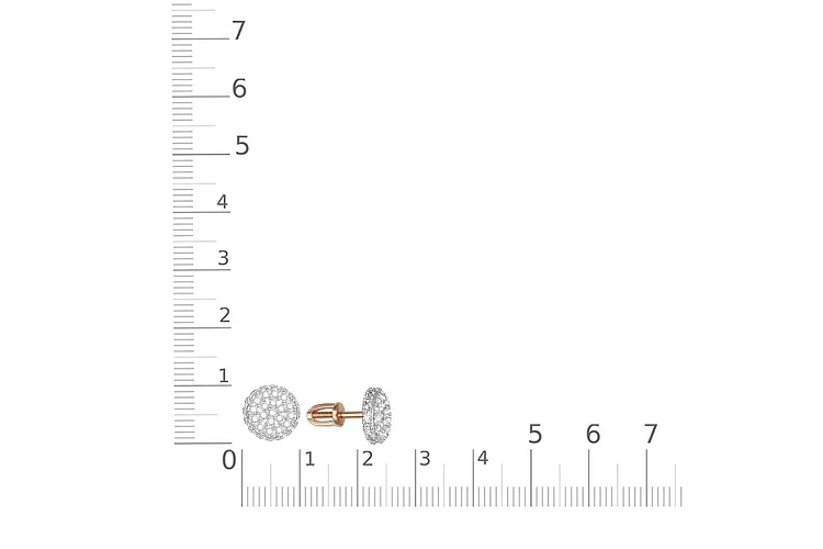 Серьги-пусеты из красного золота с 70 фианитами