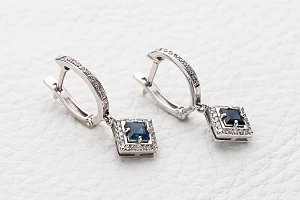 Серьги из белого золота с 2 сапфирами и 58 бриллиантами