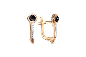 Серьги из красного золота с 16 фианитами