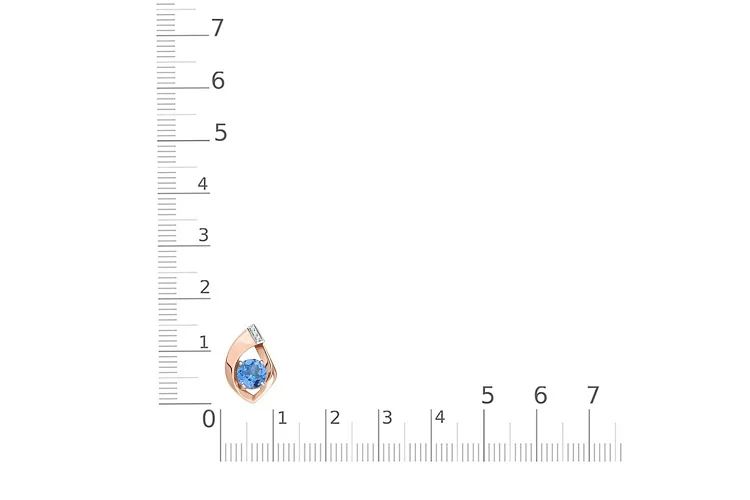 Подвеска из красного золота с топазом swiss и 3 фианитами