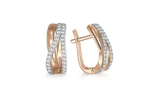 Серьги из красного золота с 58 фианитами