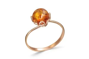 Кольцо из красного золота с янтарём