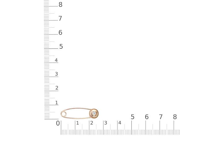 Булавка из красного золота с фианитом