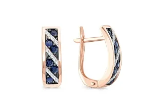 Серьги из красного золота с 12 сапфирами и 30 бриллиантами