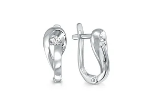 Серьги из белого золота с 2 фианитами