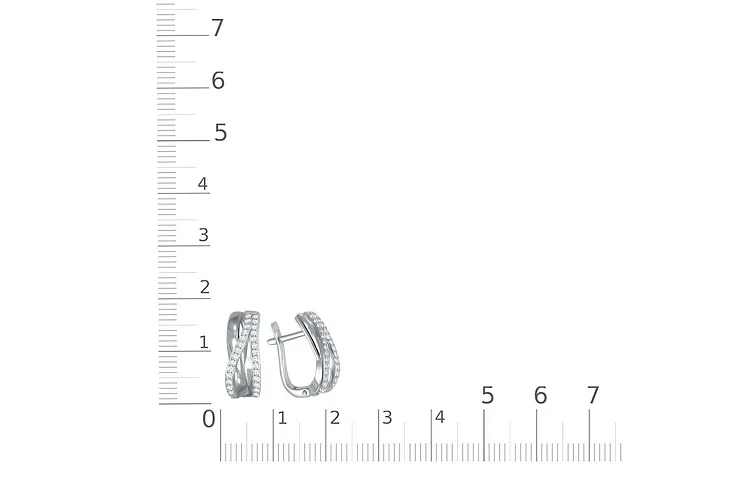 Серьги из белого золота с 58 фианитами