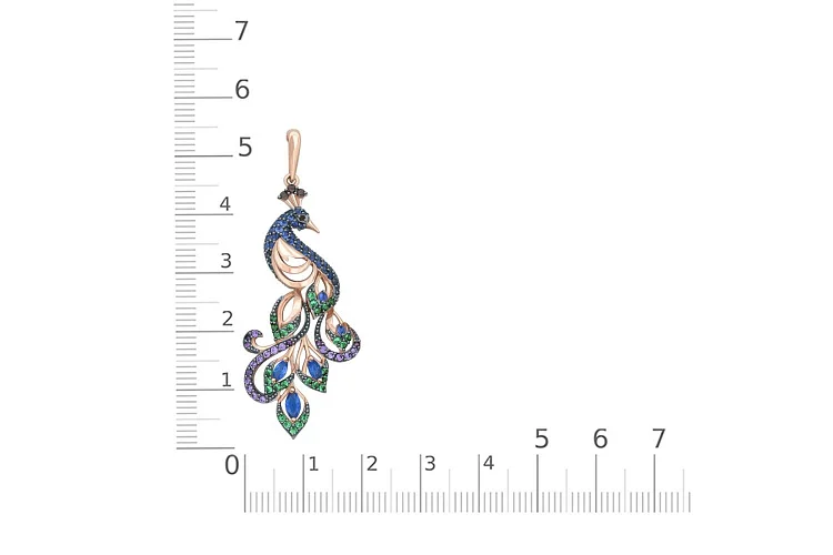 Подвеска Птица из красного золота с 96 фианитами