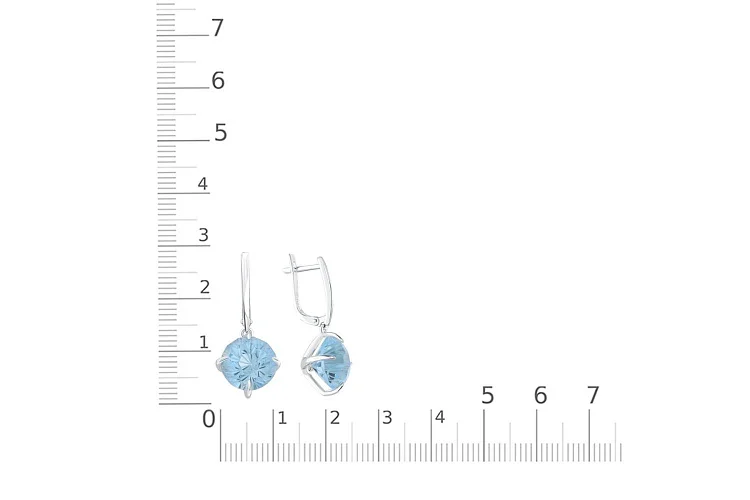 Серьги из белого золота с 2 топазами sky