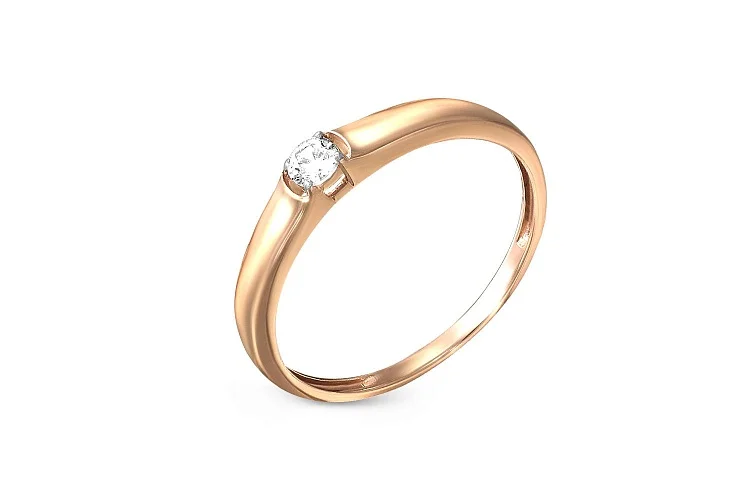 Кольцо помолвочное из красного золота с бриллиантом