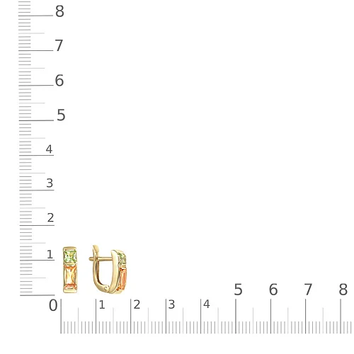Серьги из жёлтого золота с 2 цитринами и 2 хризолитами