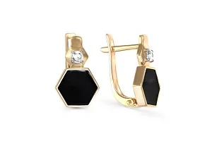Серьги из жёлтого золота с 2 фианитами