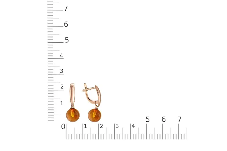 Серьги из красного золота с янтарём