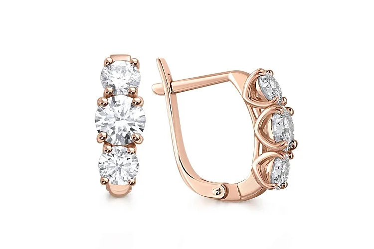 Серьги из красного золота с 6 муассанитами