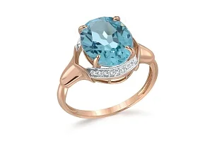 Кольцо из красного золота с наноситалом и 18 фианитами