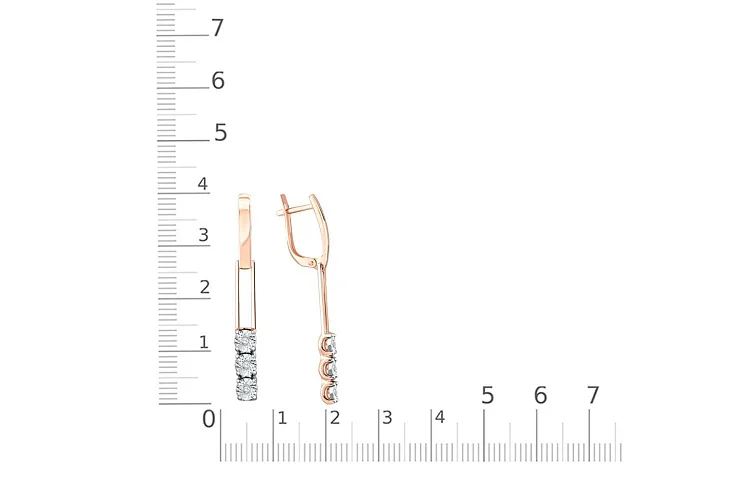 Серьги из красного золота с 6 бриллиантами