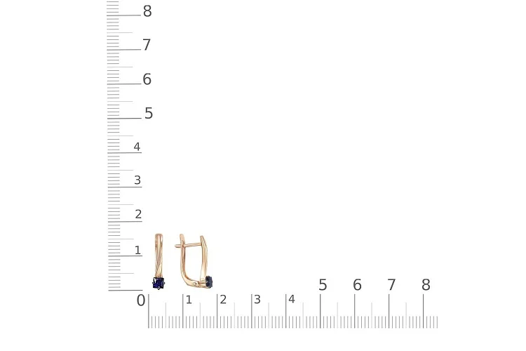 Серьги из красного золота с 2 сапфирами