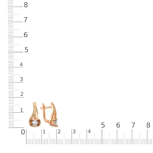 Серьги из красного золота с 2 фианитами