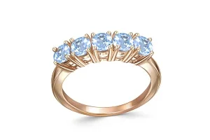 Кольцо Дорожка из красного золота с 5 топазами sky