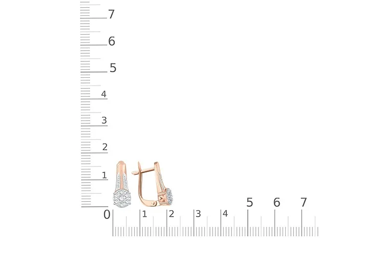 Серьги из красного золота с 26 фианитами
