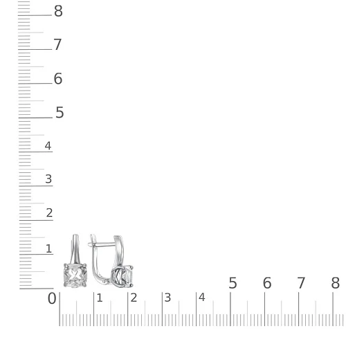 Серьги из белого золота с 2 фианитами