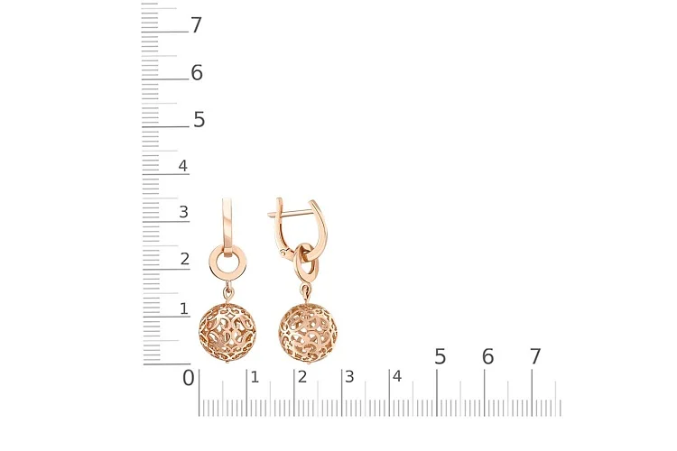 Серьги-трансформеры Шары из красного золота без вставок