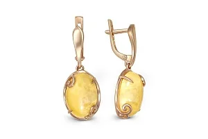 Серьги из красного золота с янтарём