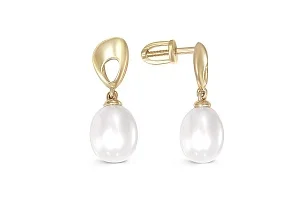Серьги-пусеты из жёлтого золота с 2 жемчужинами