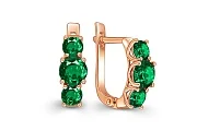 Серьги из красного золота с 6 изумрудами