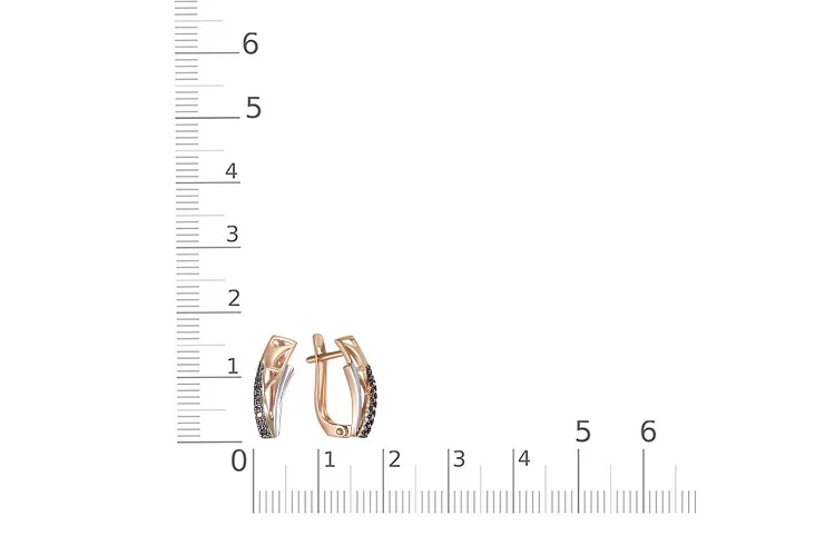 Серьги из красного золота с 14 фианитами