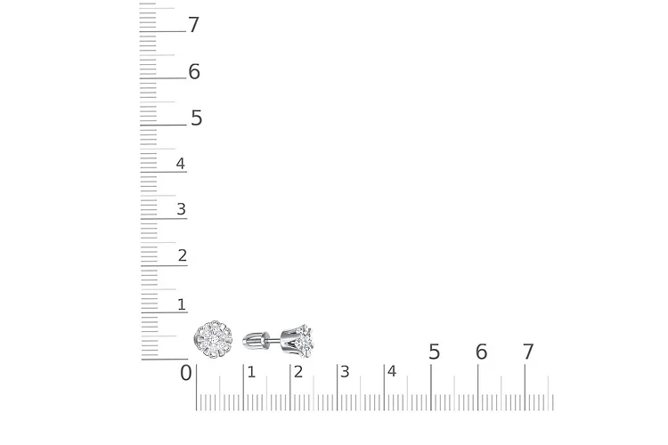 Серьги-пусеты из белого золота с 14 бриллиантами