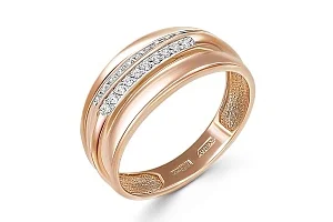 Кольцо из красного золота с 20 фианитами