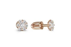 Серьги-пусеты Малинки из красного золота с 14 фианитами