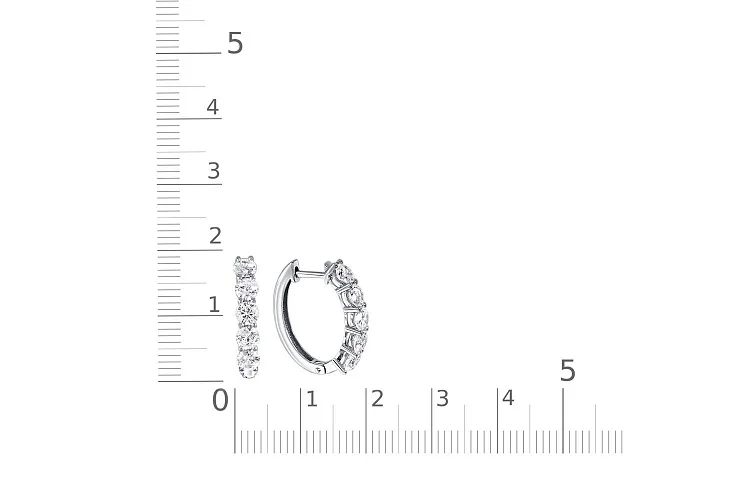 Серьги Дорожки из белого золота с 10 фианитами