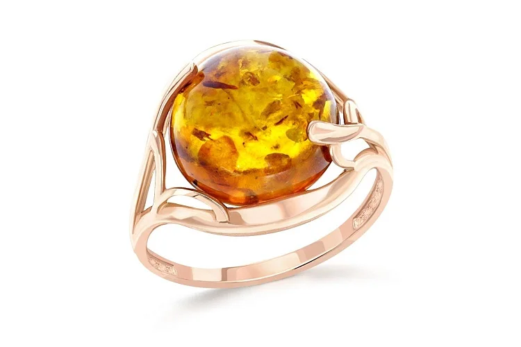 Кольцо из красного золота с янтарём