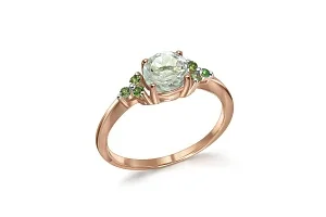 Кольцо из красного золота с аметистом и 6 фианитами